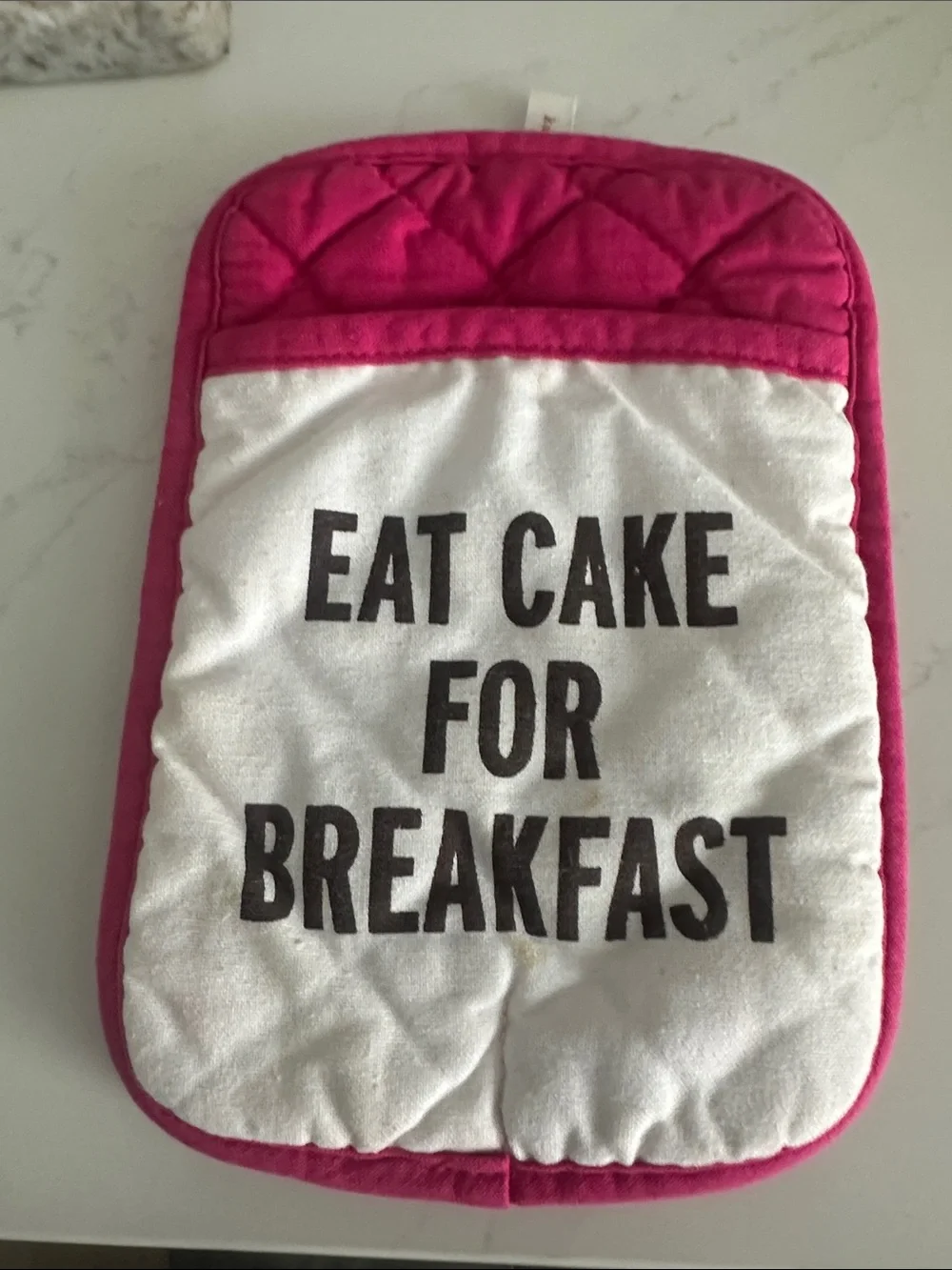 kate spade Pink and White Quilted Oven Mitt - 